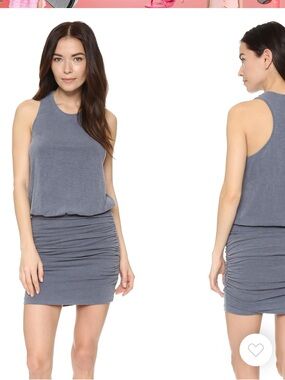 Sundry Sleeveless Ruched Tank Dress in Charcoal Gray Medium